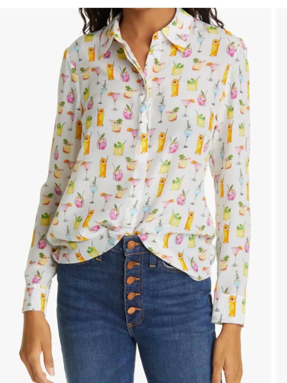 Alice + Olivia cocktail print blouse , M